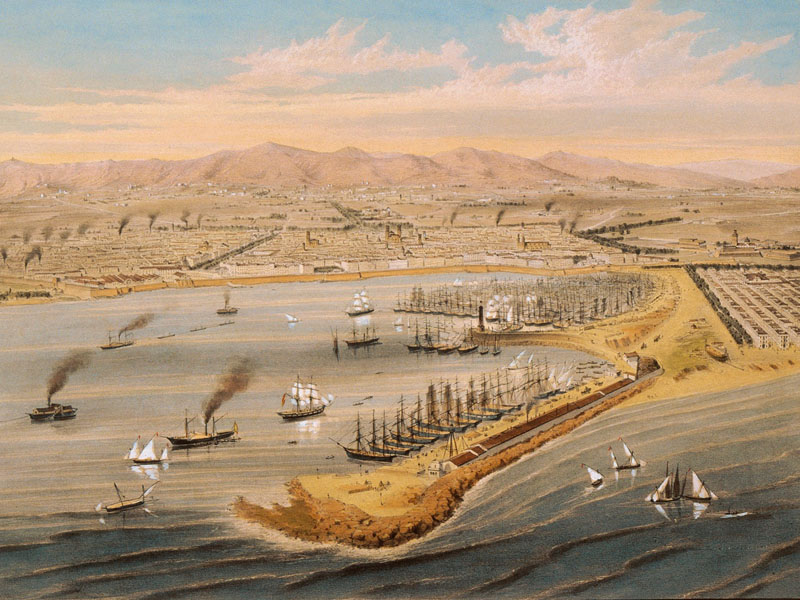 El faro y el puerto durante el siglo XIX
